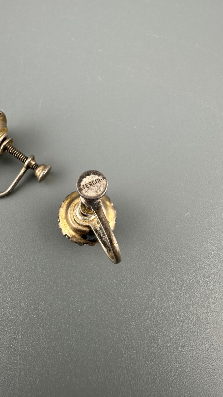 Vintage Earrings Lot Sterling Silver Gemstone Crystal Screw Back Blue Hematite