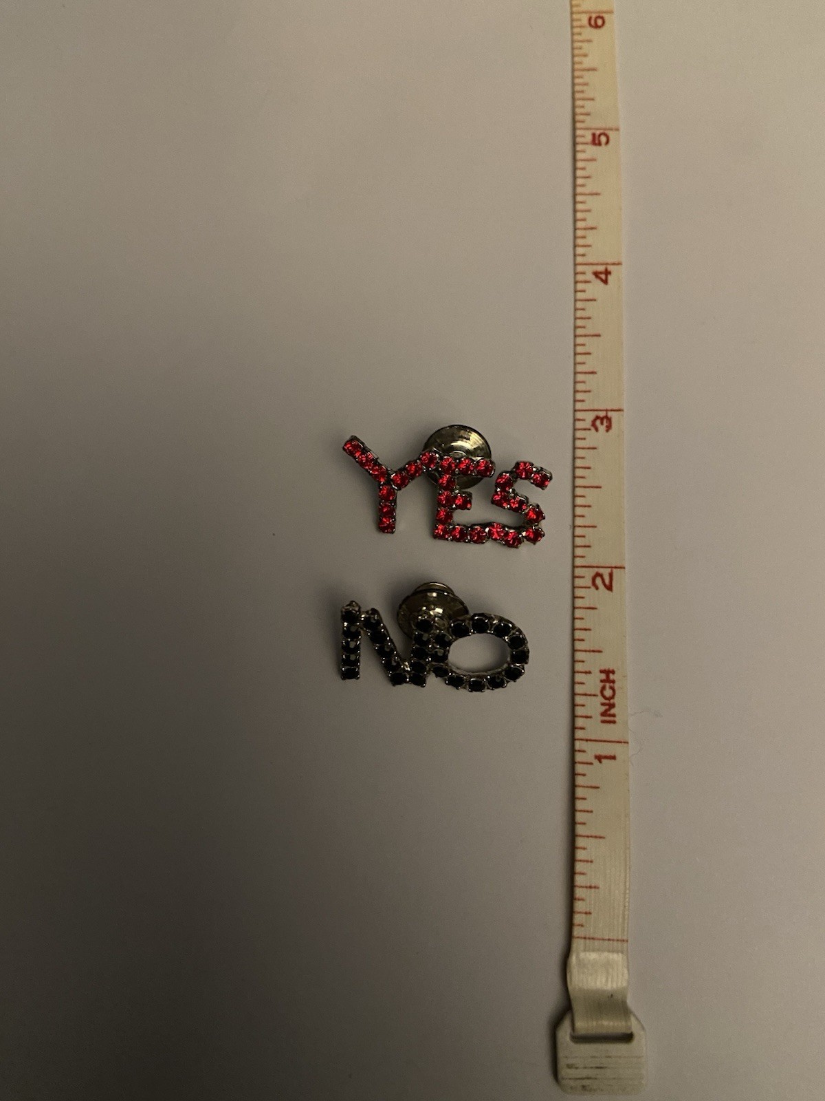 Rhinestone Pins And Bracelet Lot: Yes And No Pins; 5 Pieces Total