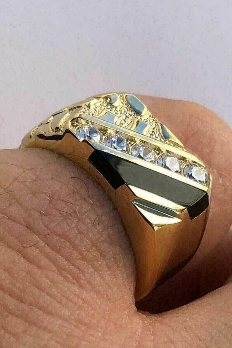 2.5CtArt Deco Round Cut Lab Created Diamond Men’s Anniversary 14K Gold FN Ring