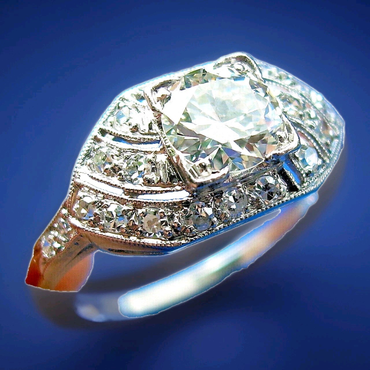 Original EARTH MINED DIAMOND Art Deco Engagement Ring Vintage PLATINUM Solitaire