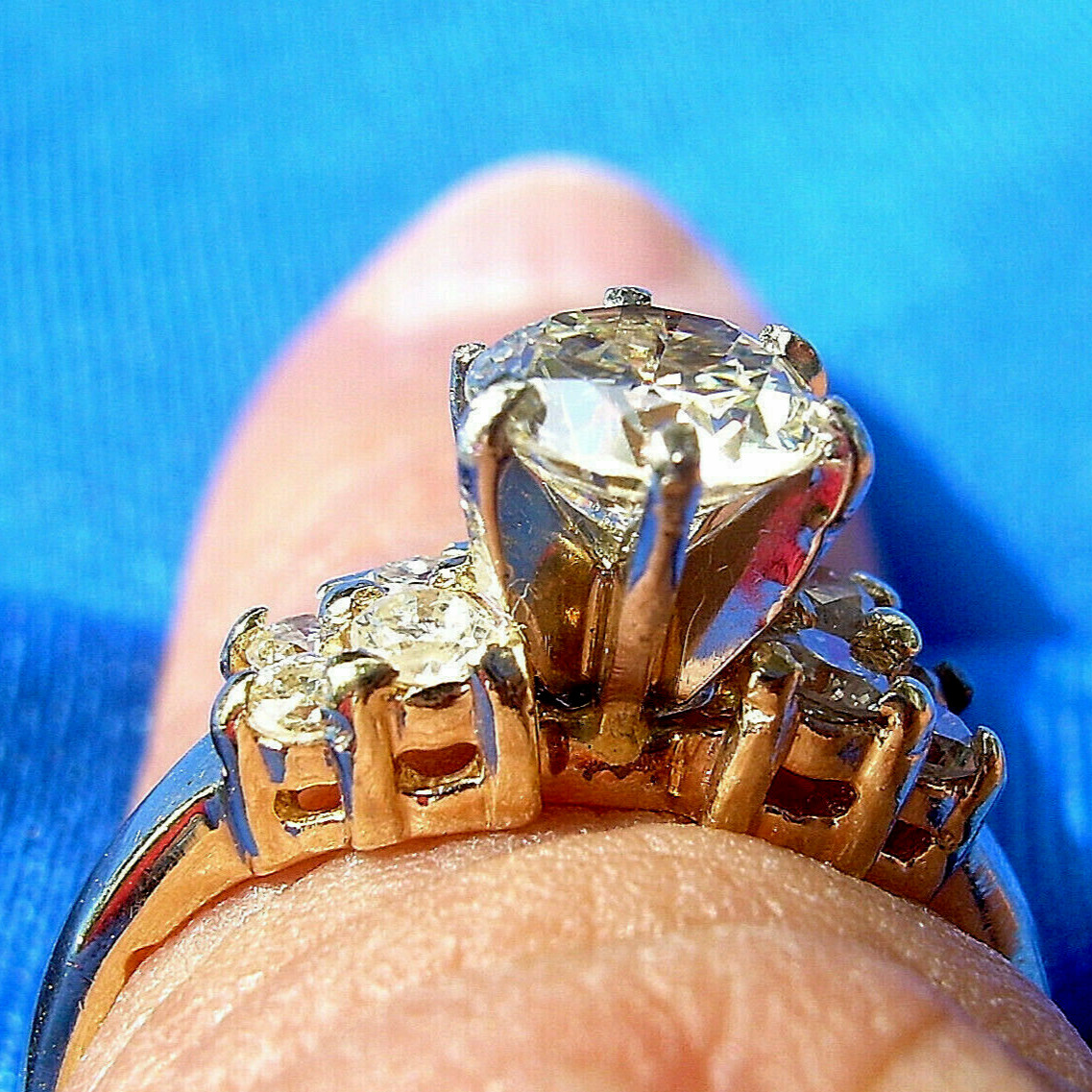 Original EARTH MINED DIAMOND Deco Engagement Ring 14K GOLD Vintage Solitaire S 6