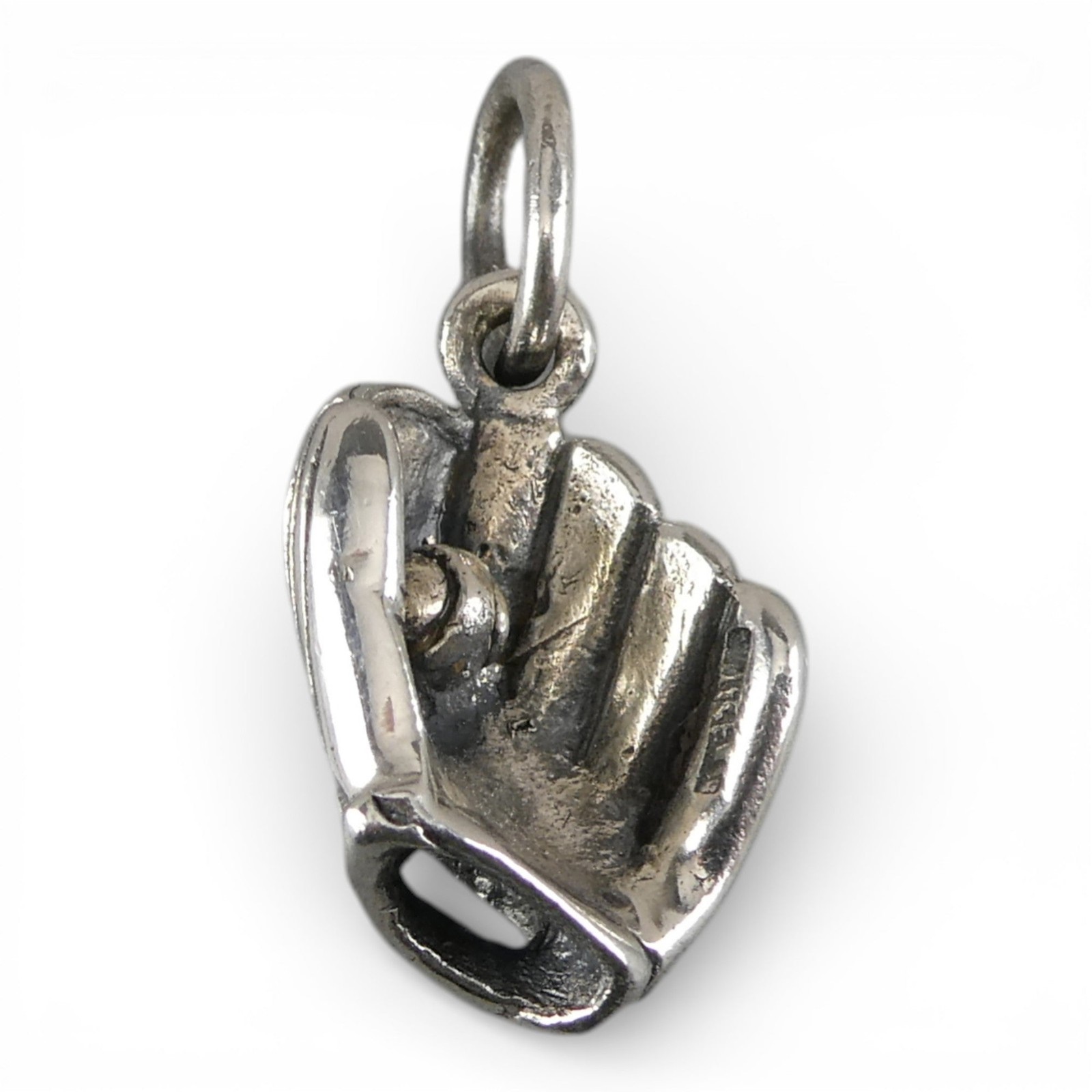 Sterling Silver Baseball Mitt Glove Ball Charm for Bracelet Small Pendant