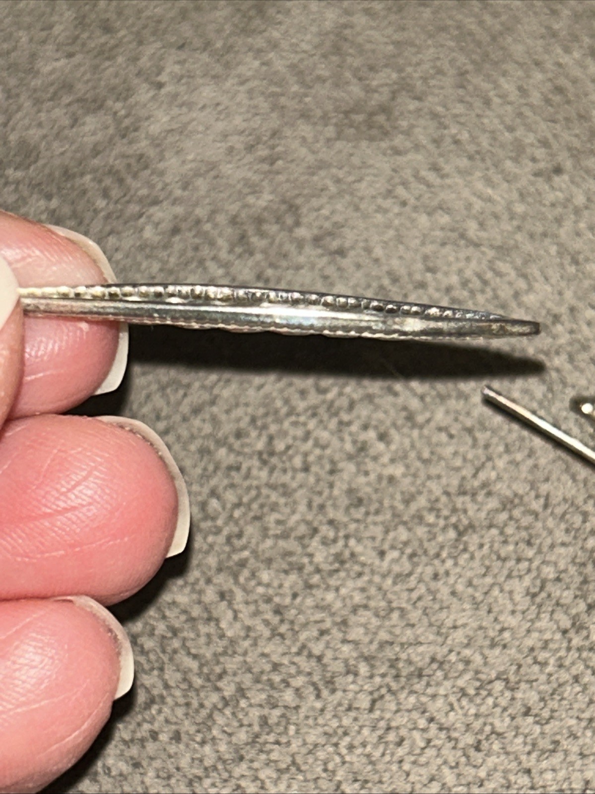 Vtg Sterling Silver Artisan Made Elongated Teardrop Openwork Dangle Earrings