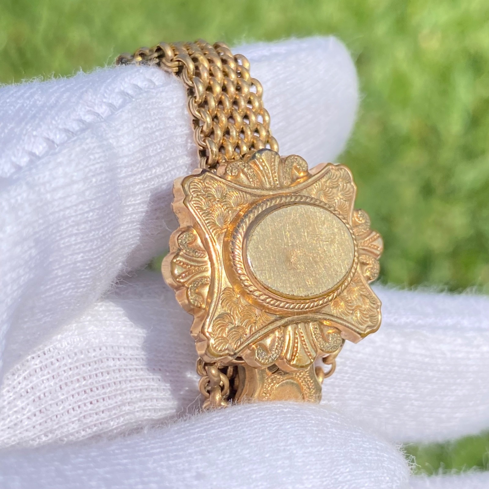 Antique Gold Filled or Rolled Gold Victorian Mesh Slide Wedding Bracelet