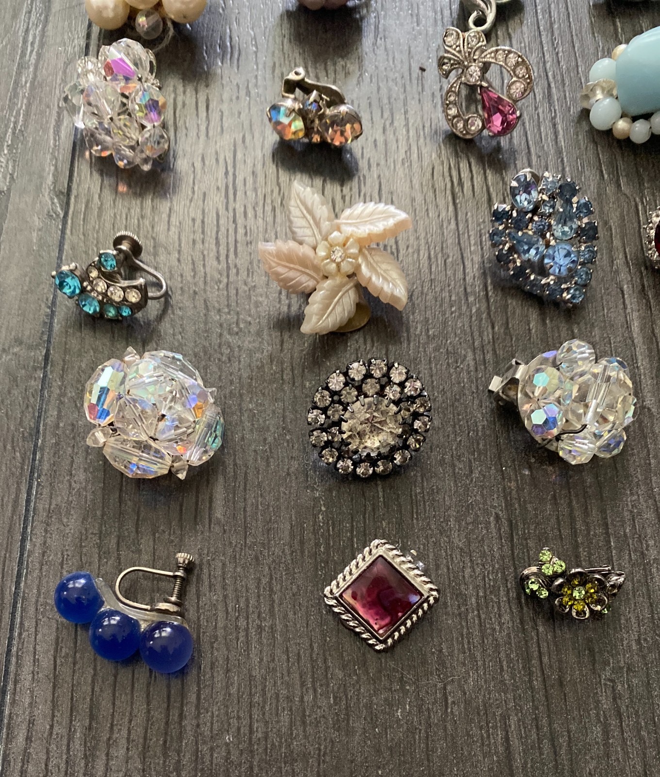 Lot of 39 Vintage Single Earrings Beaded-Rhinestone-Turquoise-Faux Pearl-Etc.