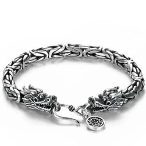 925 Sterling Silver Vintage Dragon Bracelet Unique Elegant Trendy Bangle Jewelry