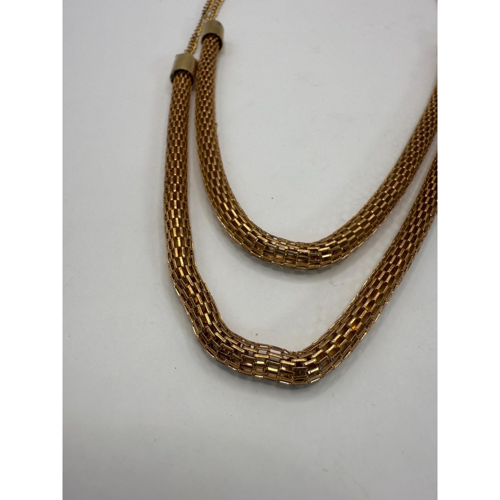 Vintage Gold Tone Multi-Strand Chain Necklace – Classic Statement Jewelry