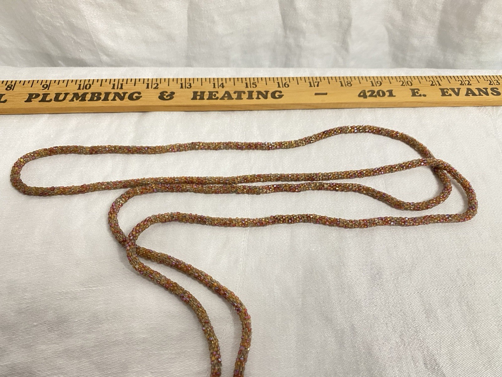Vintage 1920’s Art Deco Pink Seed Beaded Sautoir Lariat Flapper Necklace