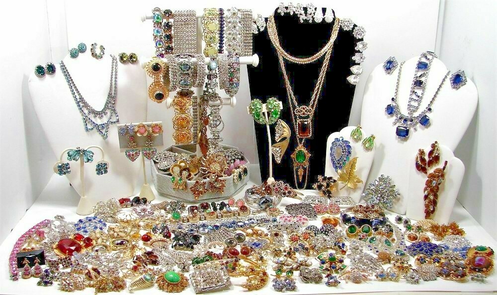 1 Lb Pound Jewelry New & Vintage Rhinestones & SIGNED IN EVERY LOT Resale
