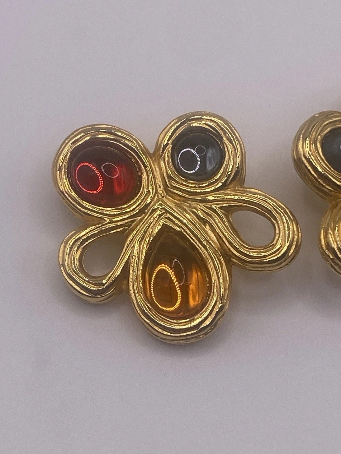 Givenchy Vintage Gripoix Clip Earrings Gold Tone