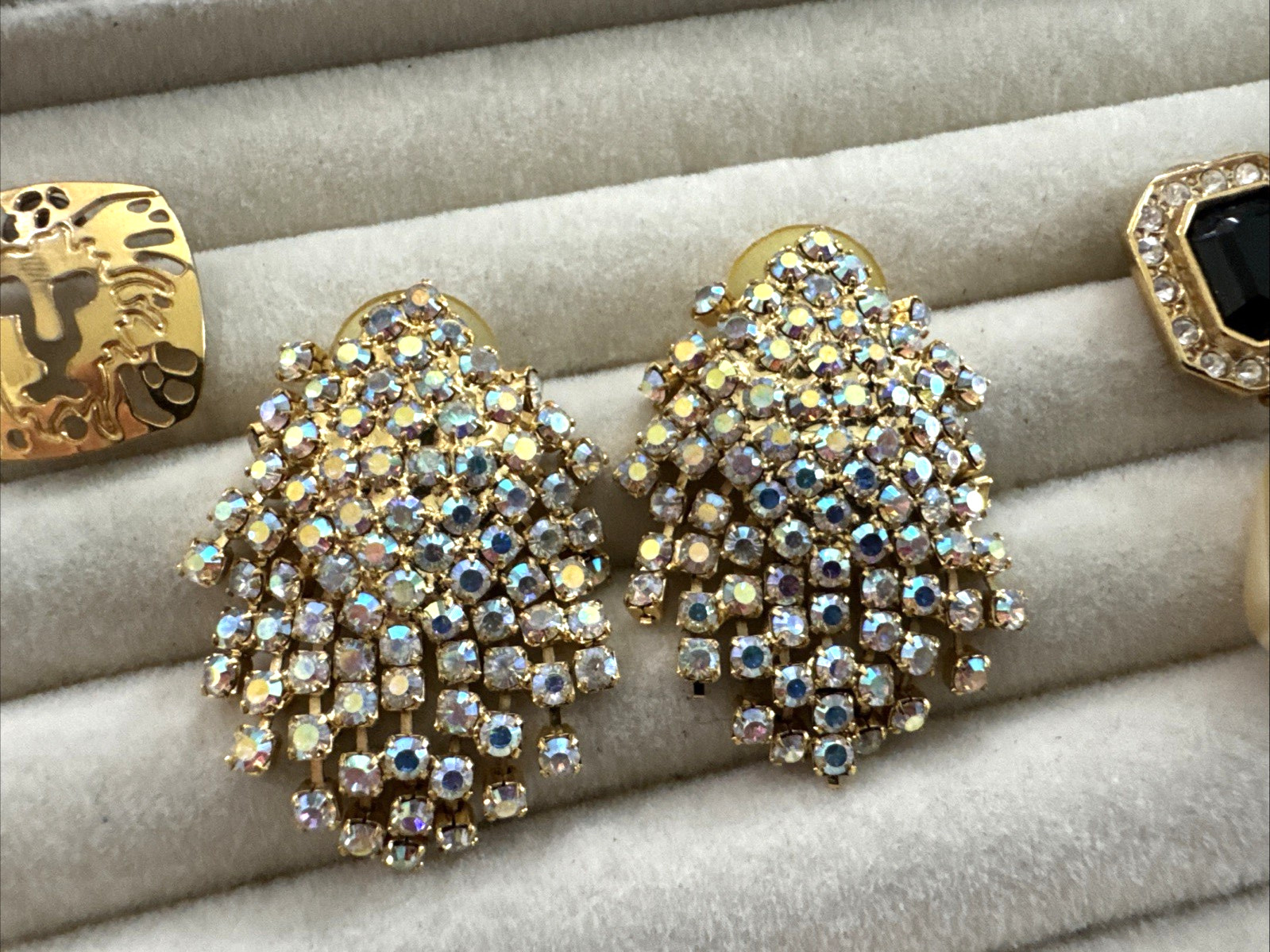 Lot 7 Pair Brutalist Earrings ROMAN Gold Vintage Movie Star Pearl 90s Anne Klein