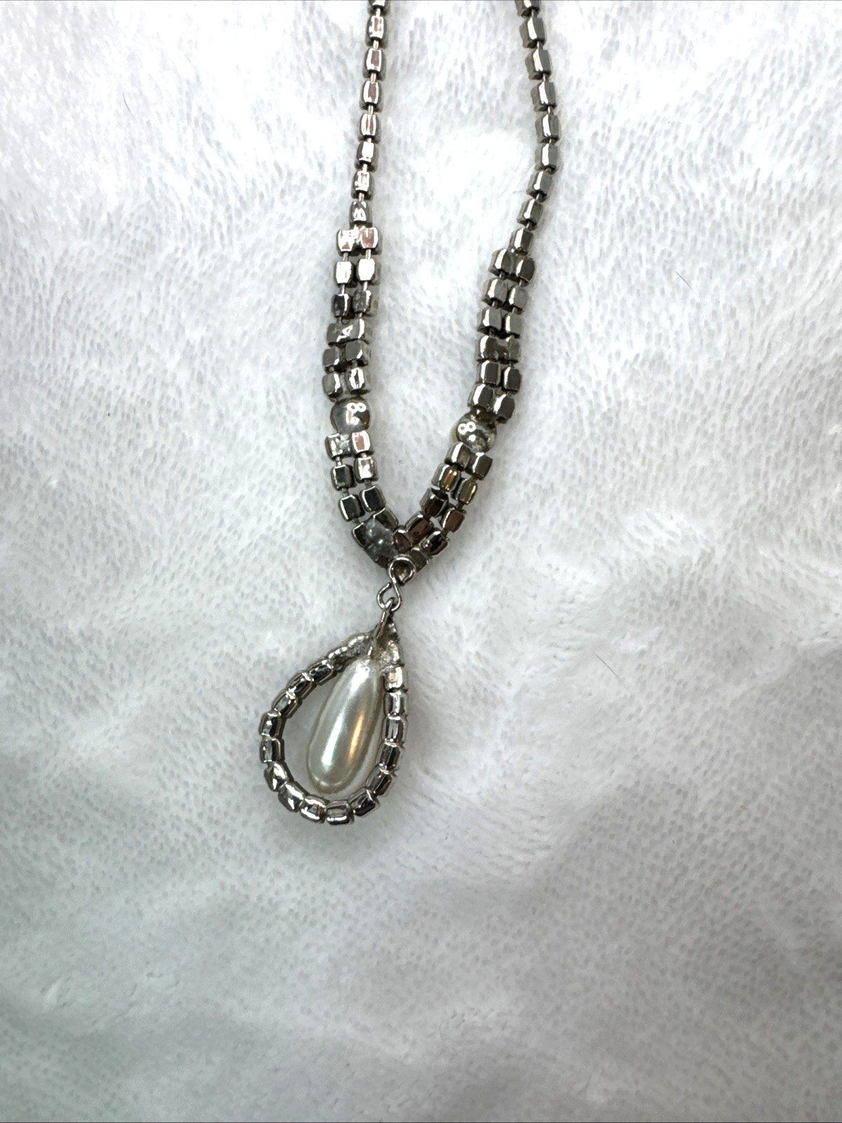 victorian Revival Necklace rhinestone faux pearl MCM Modernist coquette Sweet
