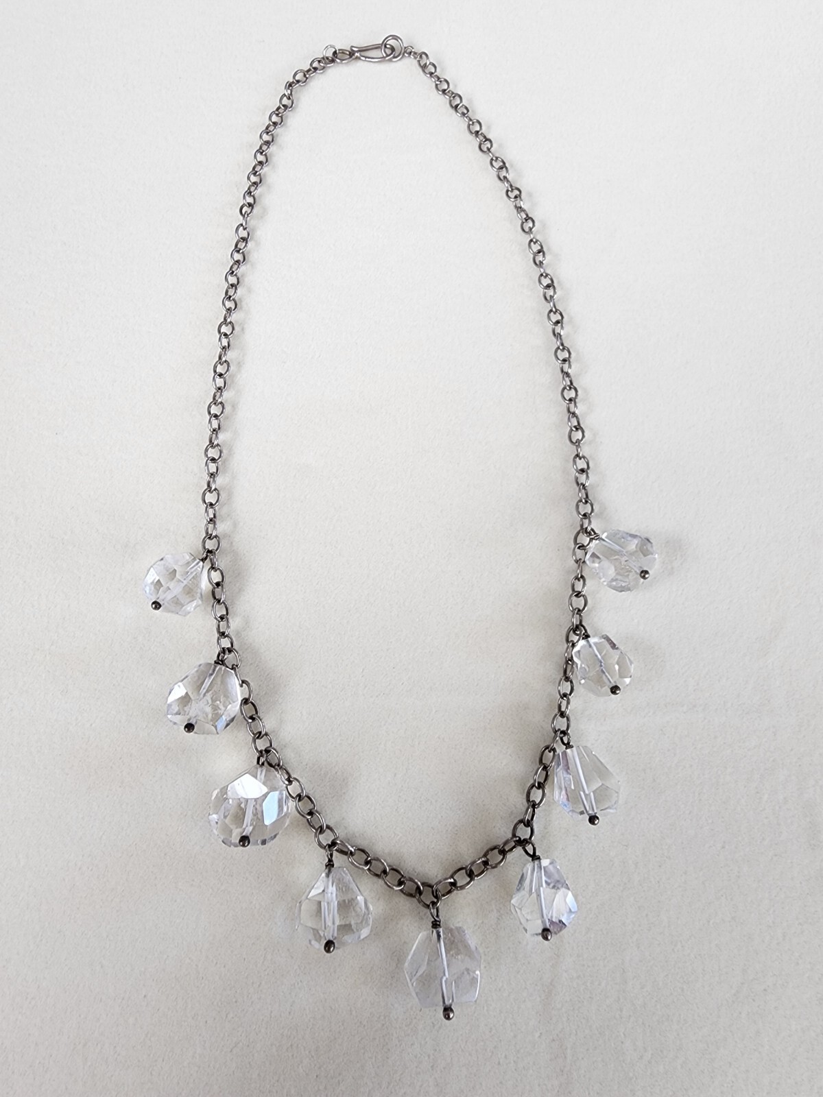 Vtg Crystal Quartz Faceted Briolette 925 Sterling Silver Nickel Free FREE $HIP!!