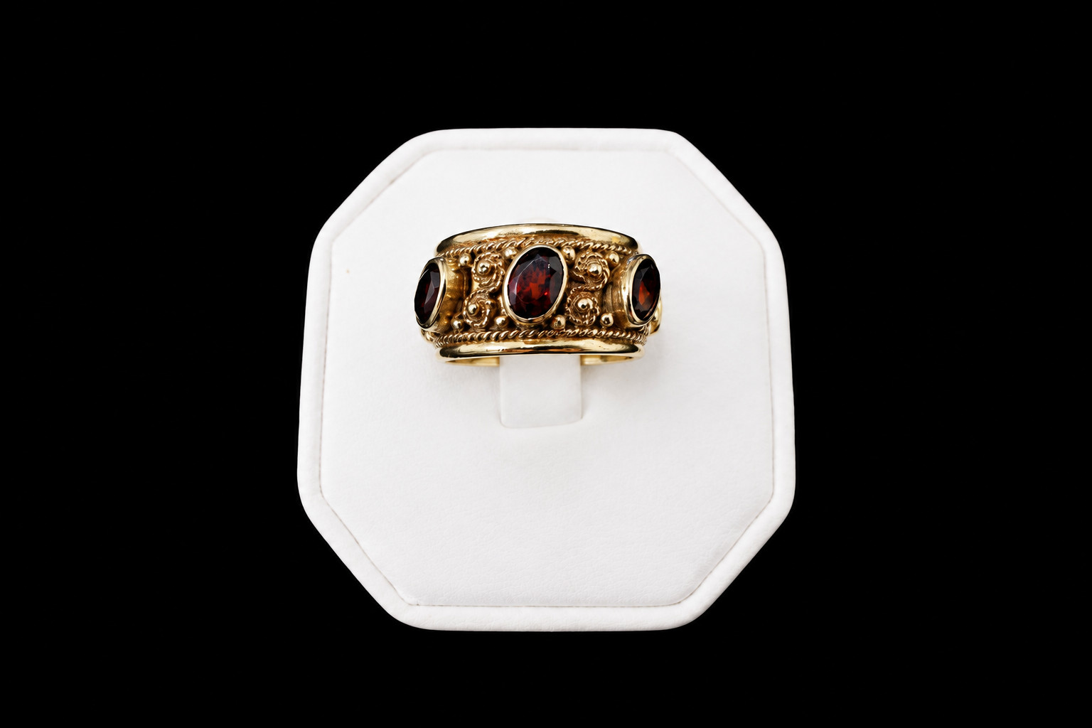 Vintage Garnet and Gold Eternity Band