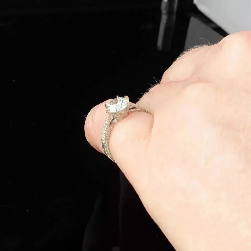 2.20Ct Art Deco Style Lab Created Diamond Engagement 14K White Gold Finish Ring