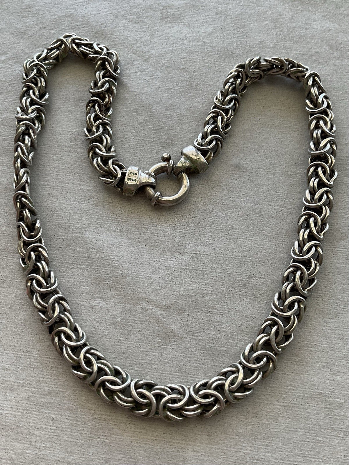Milor Italy 925 Sterling Silver Byzantine Chain Necklace Vintage Estate Jewelry
