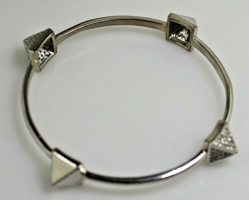 Noir DC comics Jewelry Pyramid Pave Crystal spike Bangle Bracelet silver tone