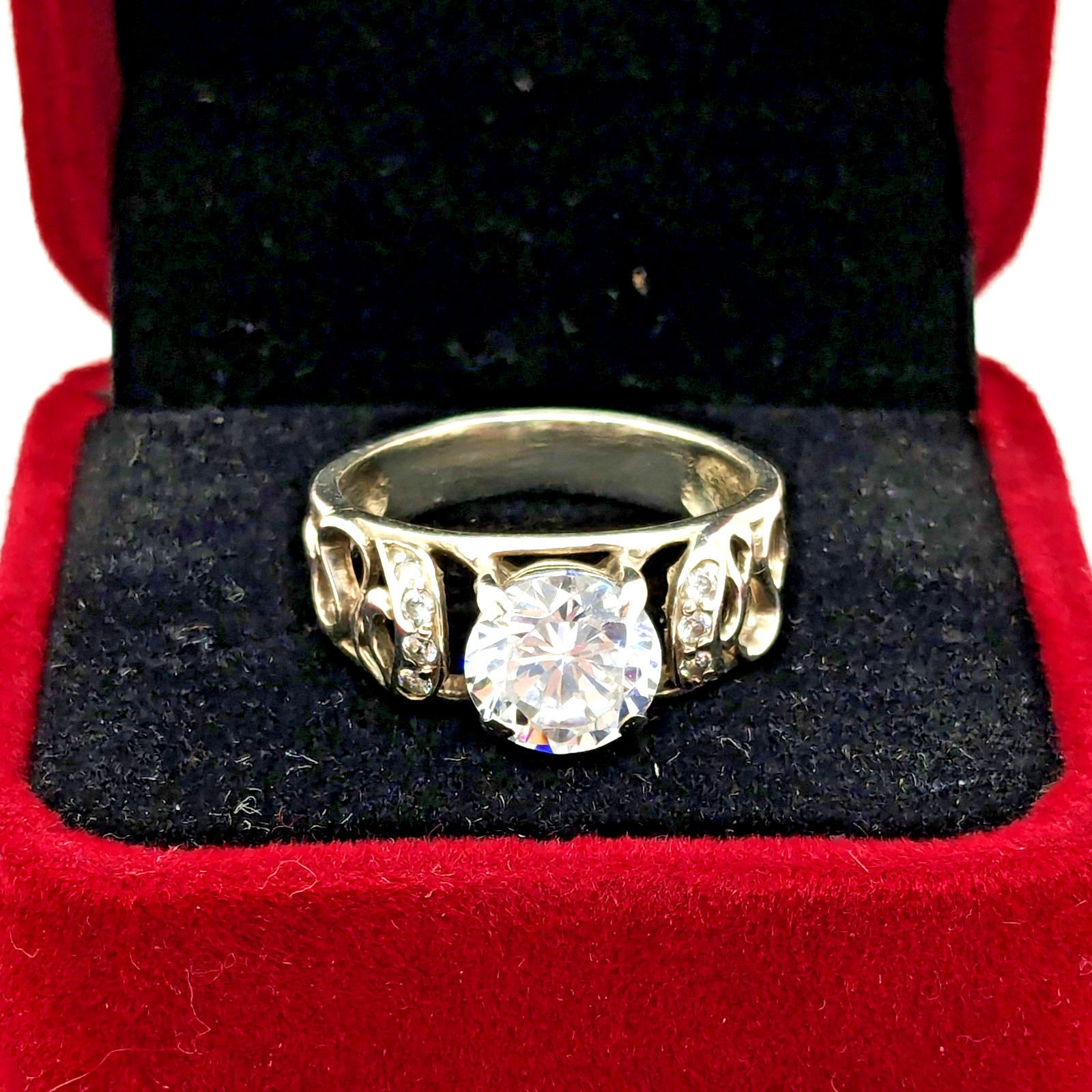Vintage Elegant RING Silver 925 with Bright Stone -size: 8.75US (18.5mm)| UA #56