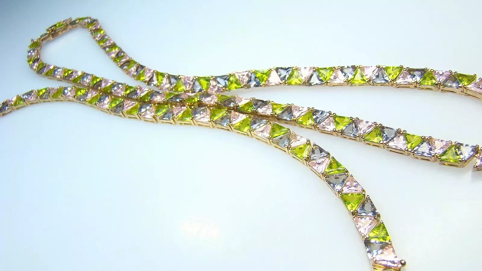 Nice Ross Simons Sterling w Gold Overlay Pastel Jeweled Necklace & Bracelet Set