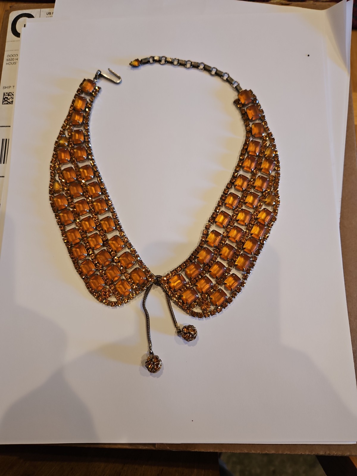 Gorgeous Estate Sale Find Vintage Citrine Collar Deco Style “Costume” Necklace!!