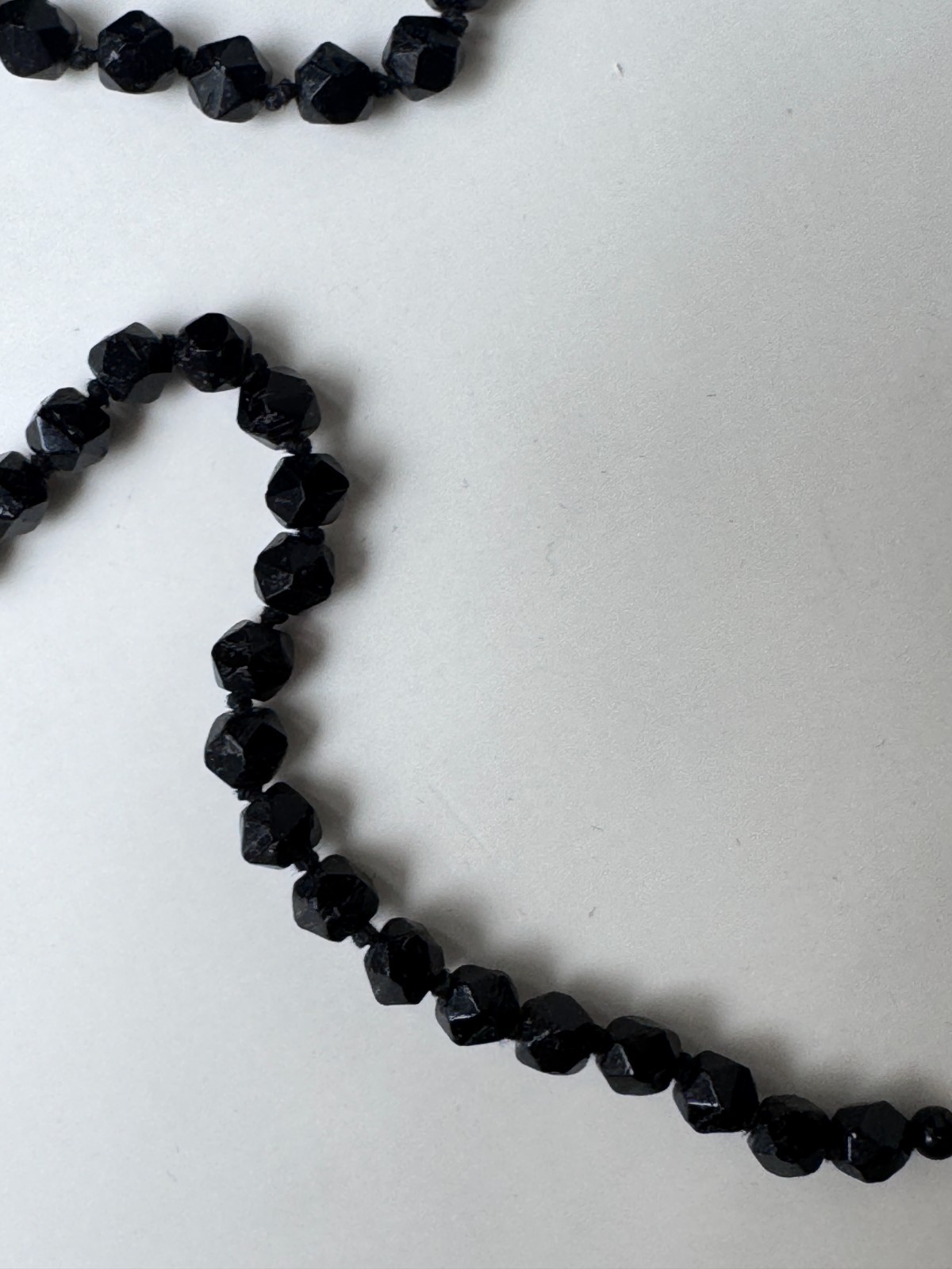 Antique Victorian Black Jet Mourning Fancy Bead ROPE Necklace, Repair NEEDED