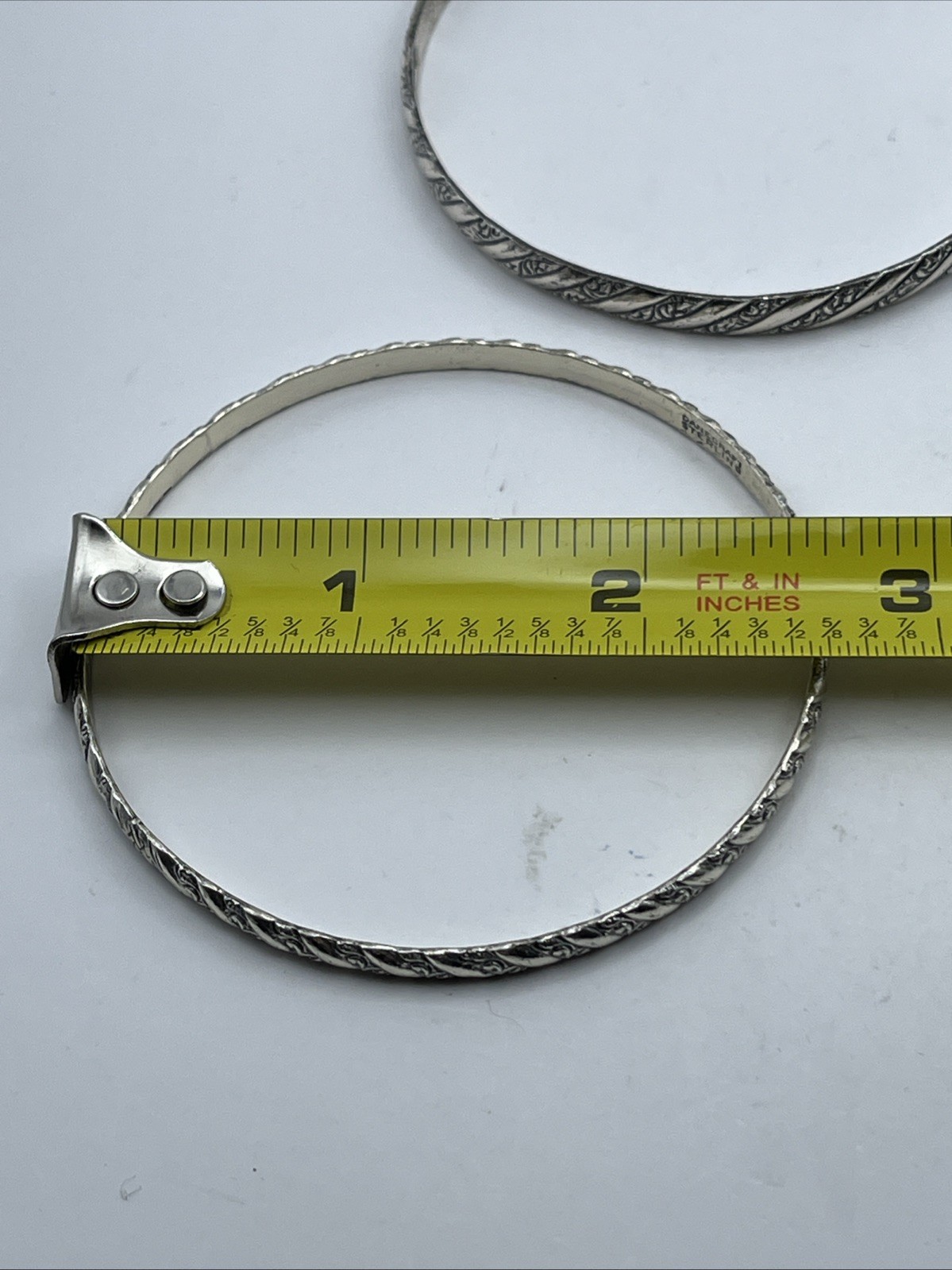 3 Vintage DANECRAFT Sterling Silver Bangle Bracelets -2.5″ Diam 34.1 Grams