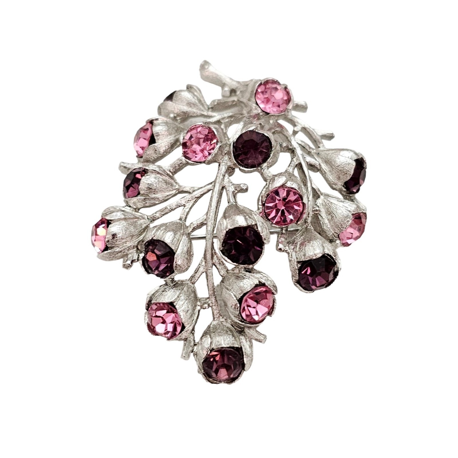Sarah Coventry Pink Purple Rhinestone Wisteria Brooch, Signed L415