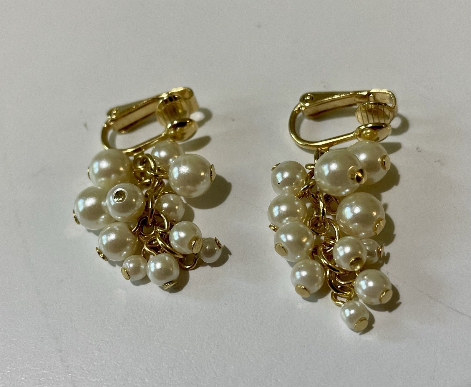 Vintage Clip On Earrings Lot Richelieu Faux Pearl Dickler MOP Gold Tone 3 Pair