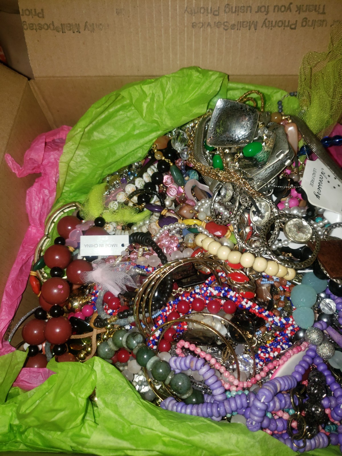 Large box of pretty costume jewelry. Vintage through today designs. GREAT DEAL!