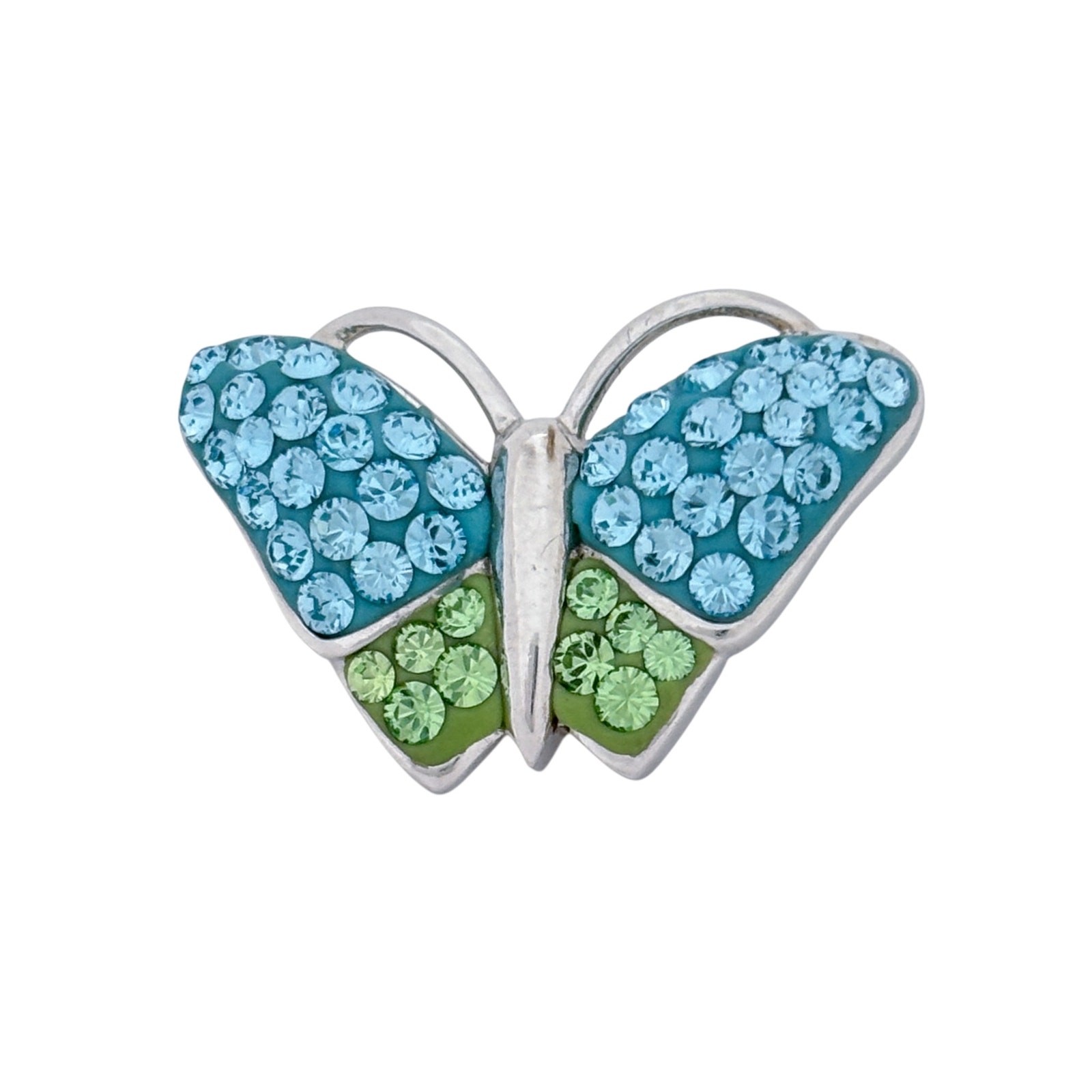 Blue & Green Crystal Pendant | Vintage Sterling Silver 925