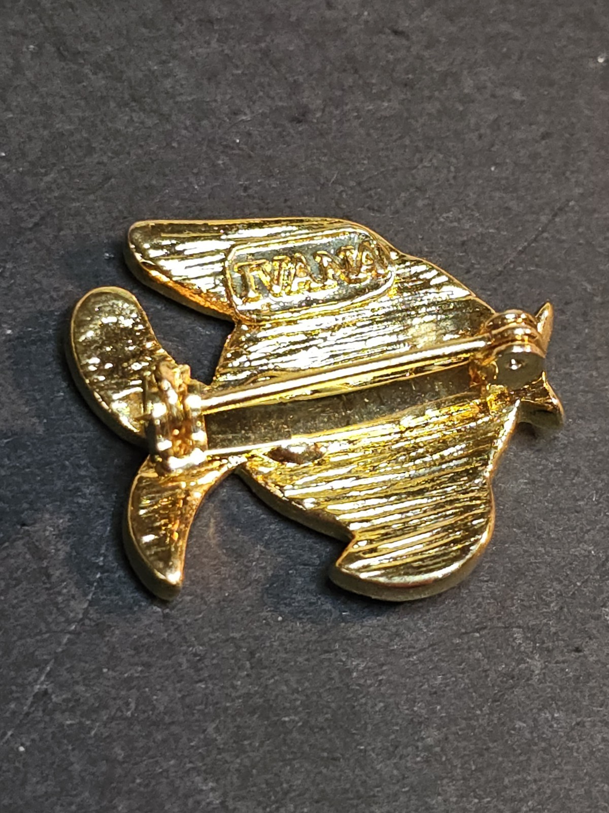 Vintage Ivana Trump Enamel Fish Brooch 1980’s Cloisonne’ Look Teal Purple