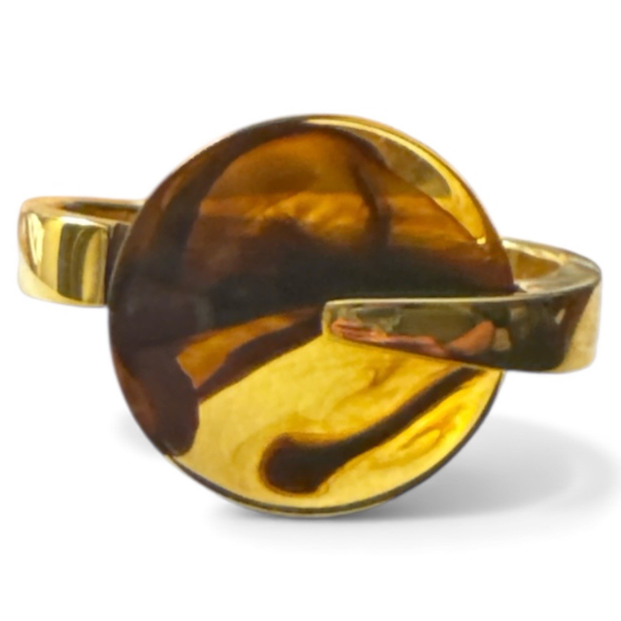 Kunio Matsumoto for Trifari Clamper Bracelet Gold Tone Faux Tortoise ~6/12 in