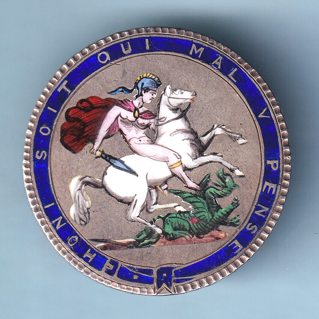 Great Britain. 1820 – Enamelled Crown. George & Dragon in 7 colours. On pin
