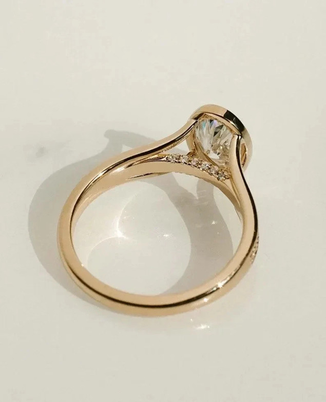 2.50TCW Vintage Oval Solitaire Moissanite Engagement Ring 18k Yellow Gold Plated