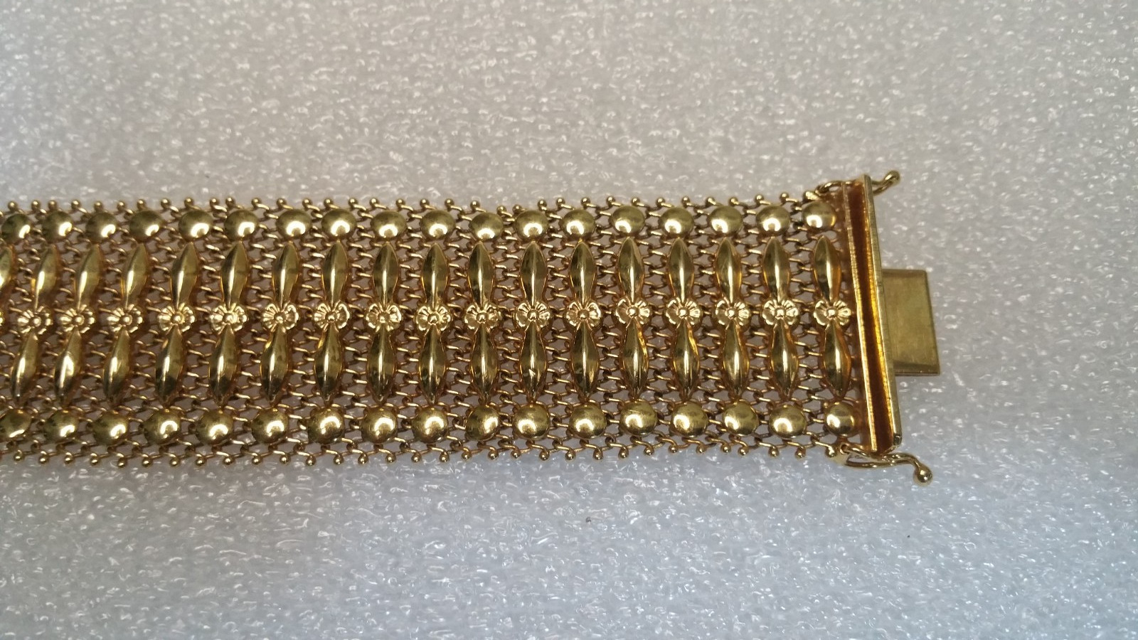 Italian Mesh Bracelet 18k Gold Charm Wide Vintage Yellow Woven Women’s Men’s Old