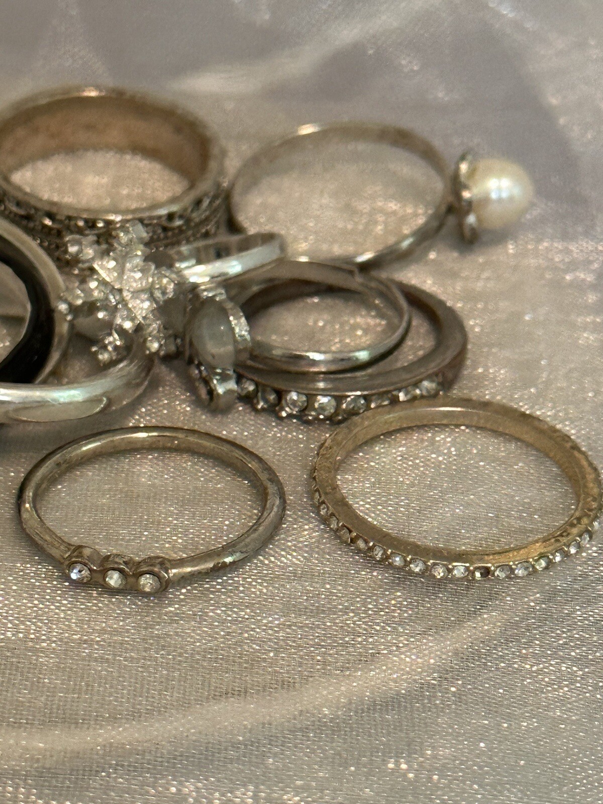 LOT OF ￼12 Assorted Rings And Bands Plus A Triple Band Ring- Costume Jewelry