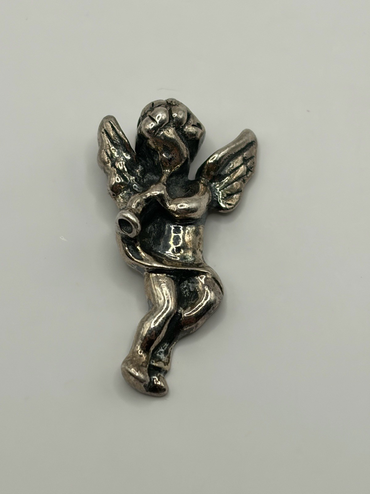 2 Vintage Sterling Silver cherub Pendants – 925 Angel Charm