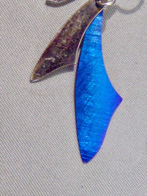 Artisan designer David Smallcombe solid 925 sterling silver BLUE ENAMEL EARRINGS