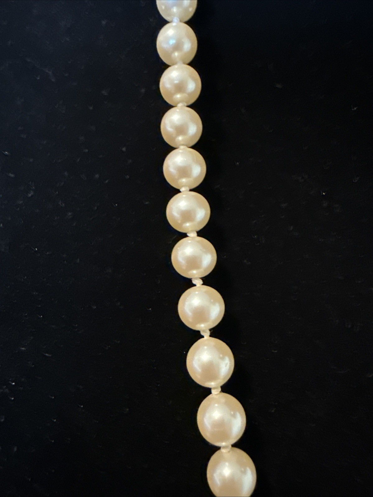 Vintage Nieman Marcus Pearl Necklace Single Strand 14k GP Box Clasp Signed