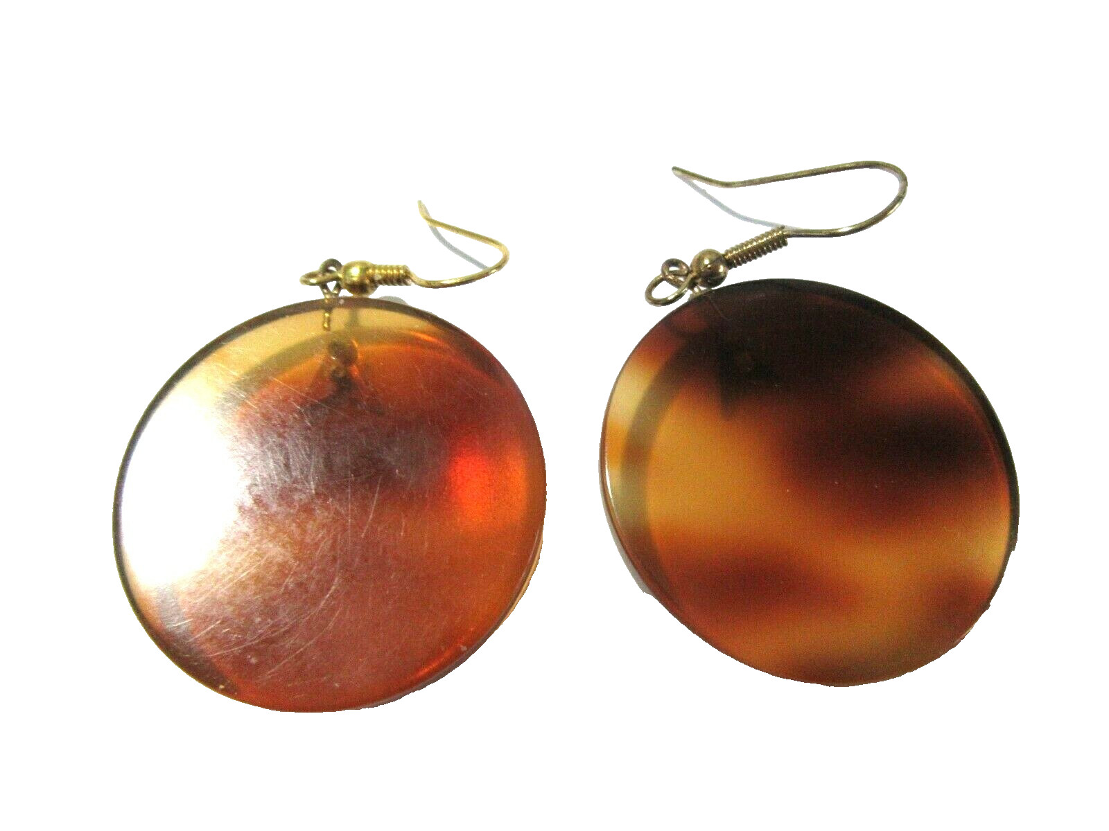 PLASTIC FAUX TORTOISE ATOMIC STYLE VINTAGE PIERCED EARRINGS