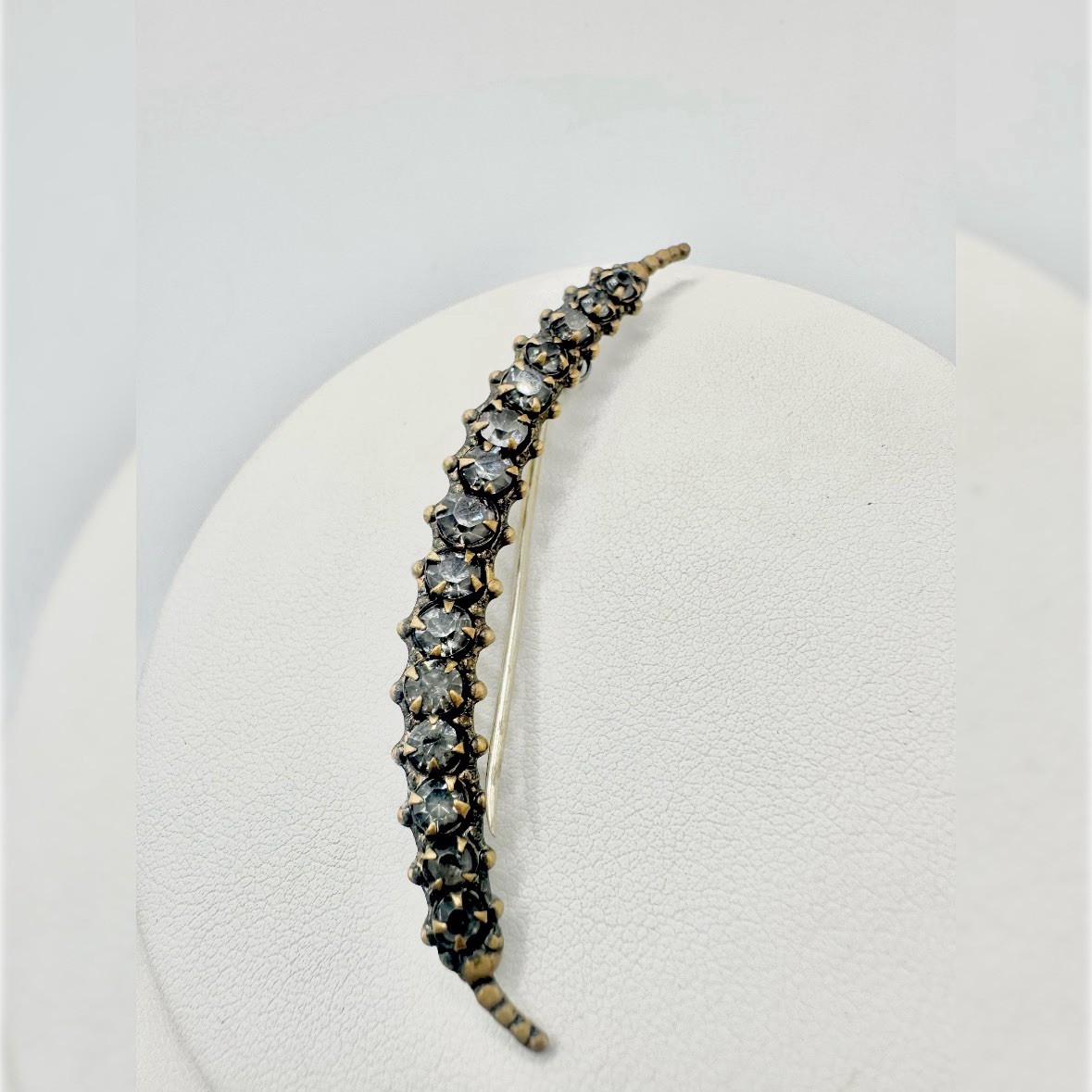 Antique Victorian Brooch Pin Crescent Moon Love Luck Paste Stones C Clasp Read