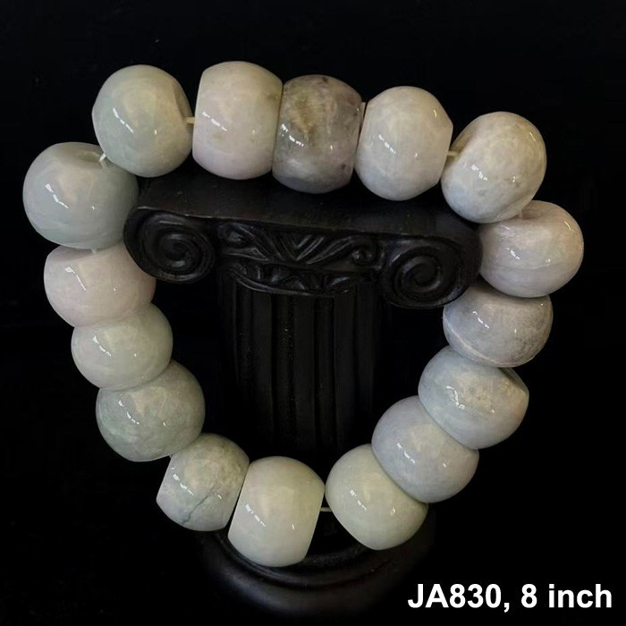 Natural Burmese Jade Jadeite Beads Bracelet Elastic, Width 18 mm