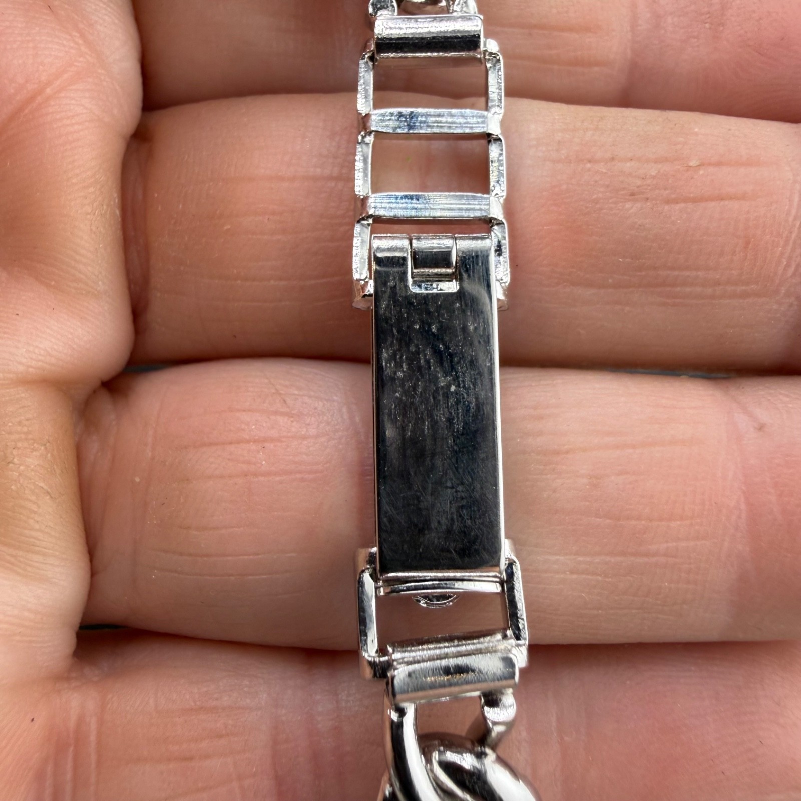 Vintage ID Bracelet Silver Tone NOT Engraved Adjustable 8.5”