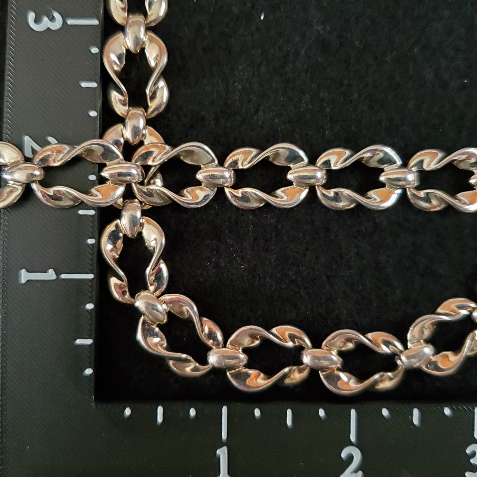 Vintage Link Necklace Bracelet Set Silver Tone 19.5″ 7″