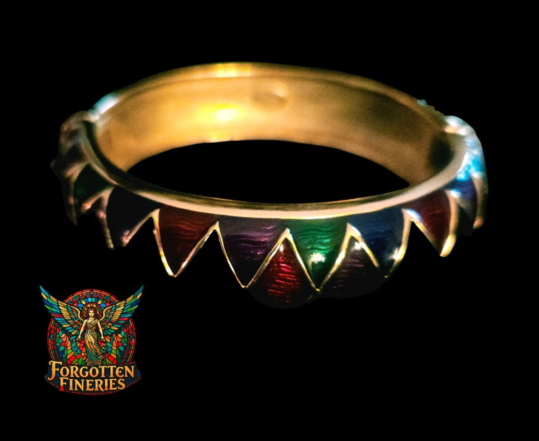Vintage Signed Joan Rivers Multicolor Enamel Chevron Clamper Bracelet