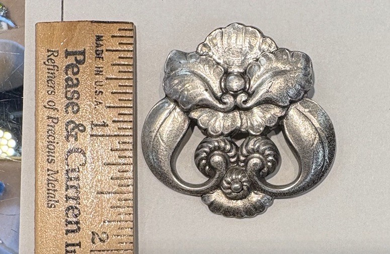 George Jensen Sterling Silver Brooch 2” width 1 5/8” Tall