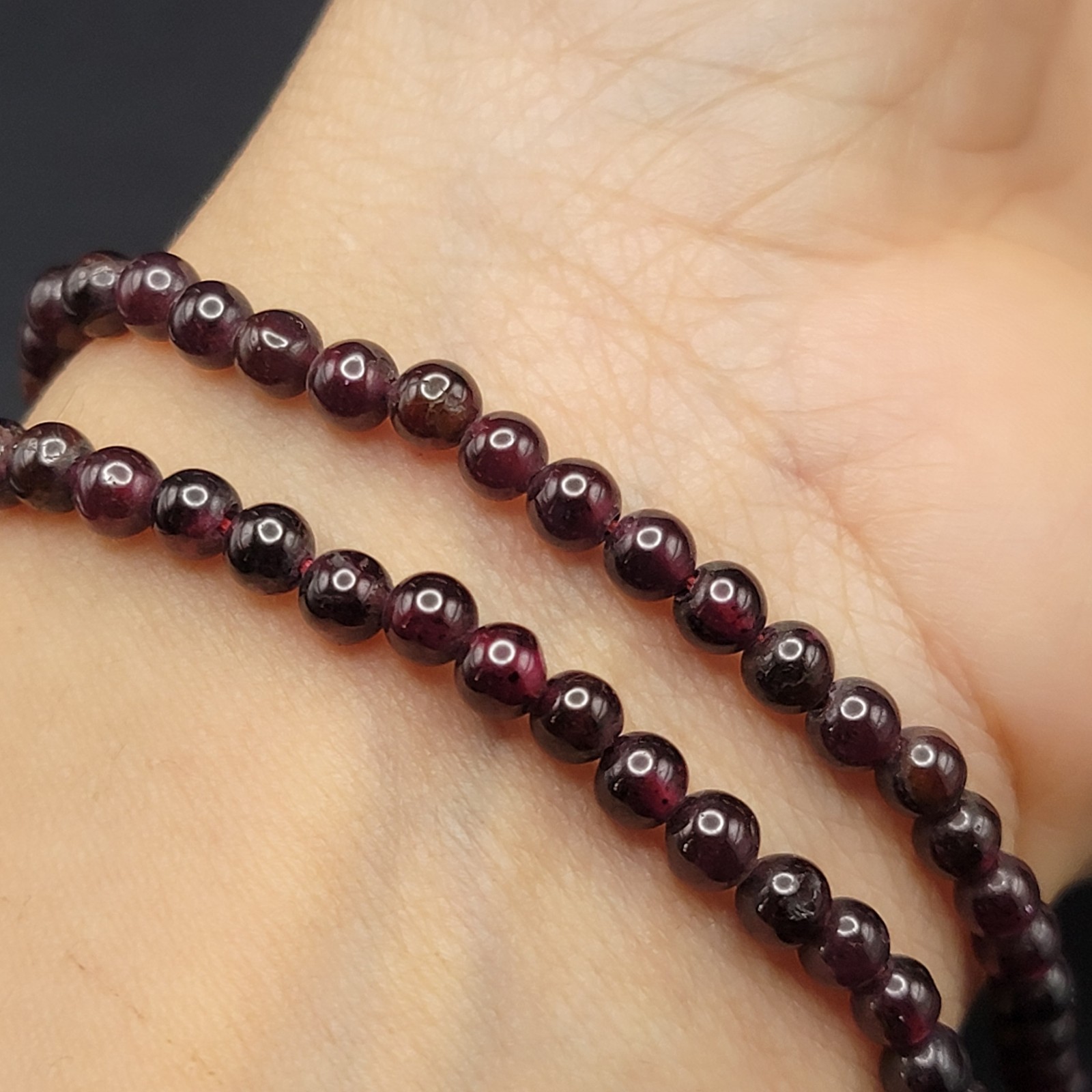 Natural Garnet Bead Necklace 4mm Red Stone Strand Choker Double Wrap Bracelet