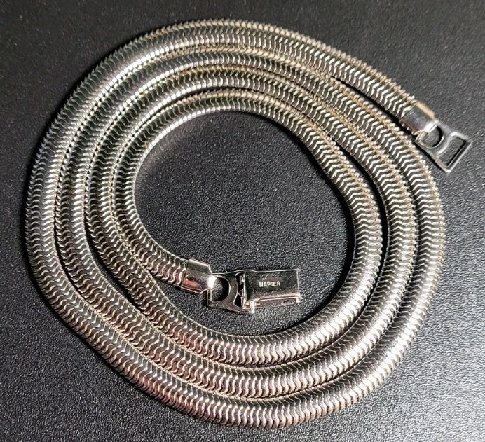 Vintage NAPIER Signed Silver Tone Snake Chain