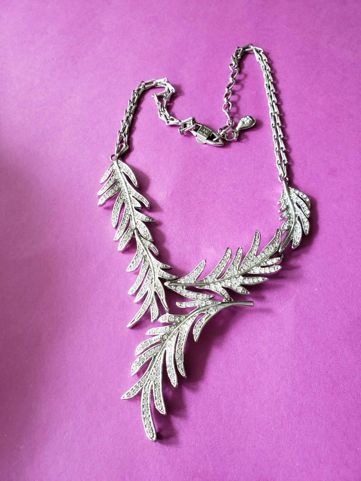 VTG High End 90s givenchy IMPORTANT crystal Y Drop Necklace Perfect For BRIDAL