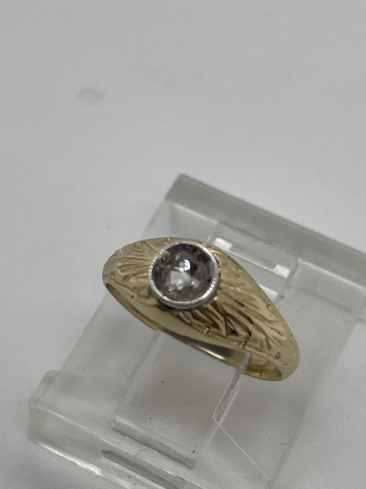 Vintage 14k Yellow Gold .06 Ct Rose Cut Diamond Baby Ring Size 1/2 – 1.4 Grams